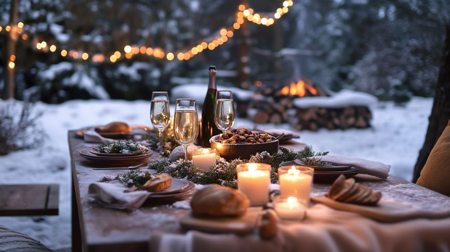 Winter bonfire party